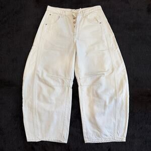 We the Free People Good Luck Barrel Jeans 28 Milk White Ivory Cream Off-White